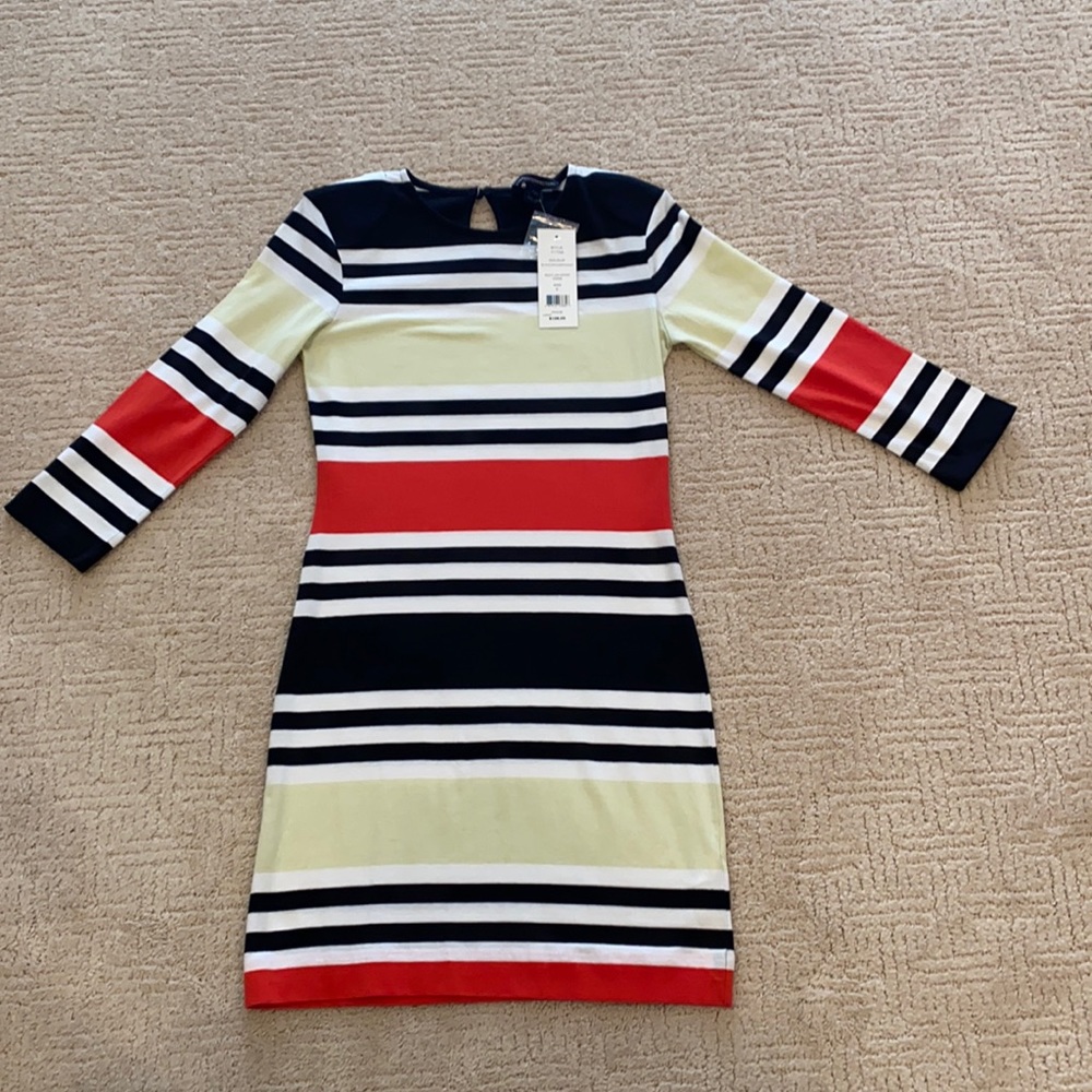 NWT French Connection Multi Jag Stripe Dress - Size 6